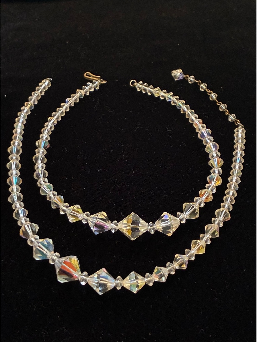 Vintage AB Crystal Bicone Glass Beads Broken Necklace For Repair Crafts